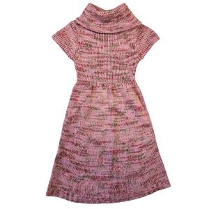 Personal Identity Pink Knit Cowl Neck Short Sleeve Sweater Dress Small Y2k 2000s